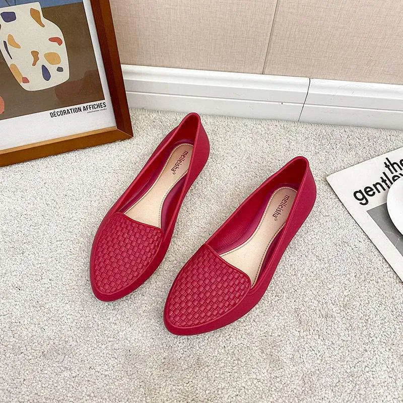 Women's Baotou anti-slip flat sandals with PVC upper in black, slip-on style for summer commute