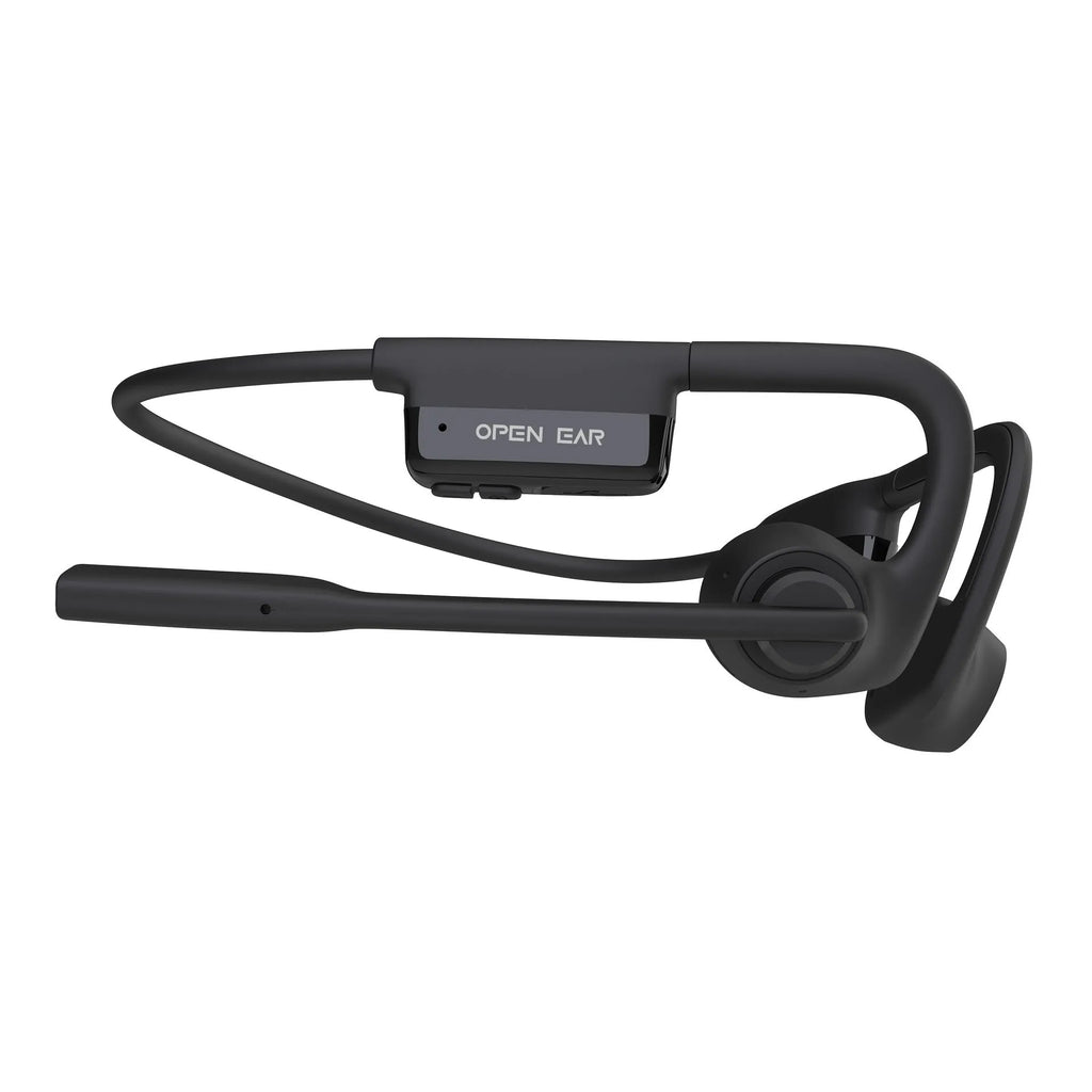 AS24 Black wireless open ear bone conduction headset with ear hook design and ENC noise reduction