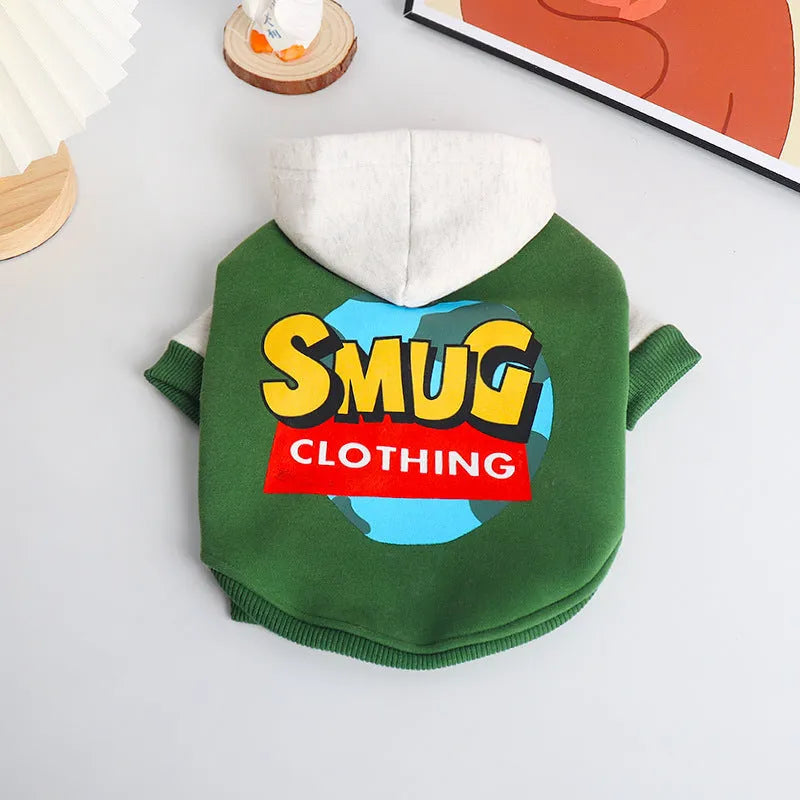 Green cotton dog coat for autumn and winter, sizes L to 4XL