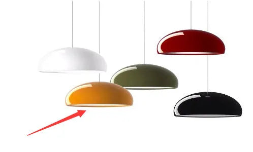 Danish iron restaurant pendant ceiling lamp with adjustable cord in orange, red, or white.