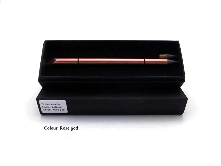 Inkless metal pen in silver, gold, rose gold, black, or blue with 0.5mm alloy nib, spare nib, and pen bag.