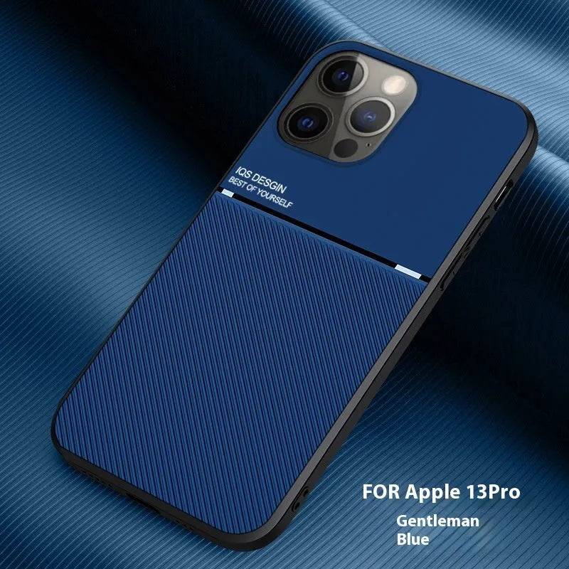 Silicone magnetic phone case for Apple iPhone 14 Pro Max in black with textured pattern and goat bar design