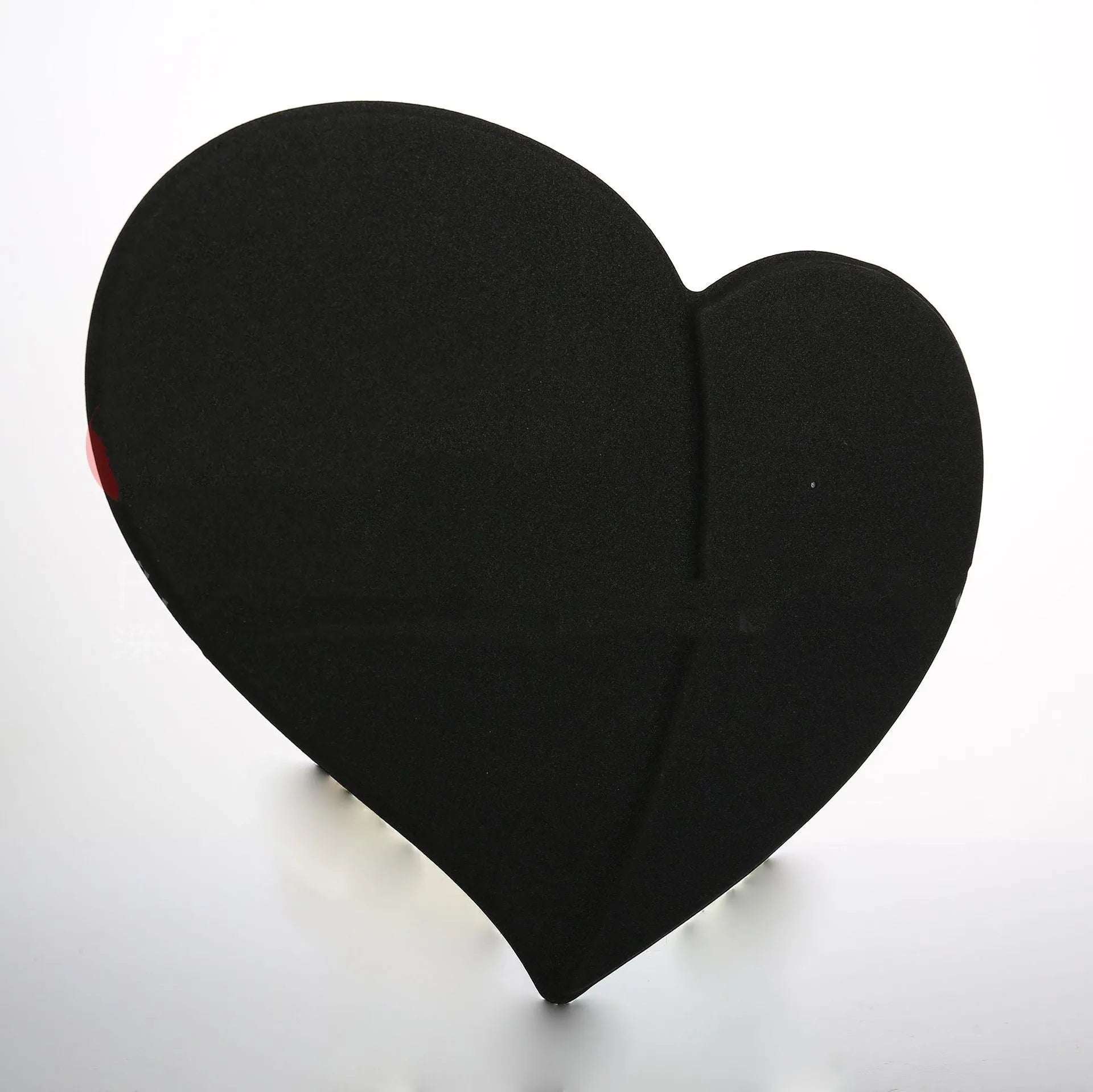 Heart shaped leather wireless charging mouse pad in black with USB cable