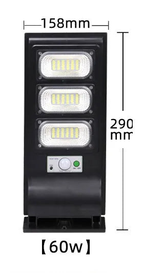 BS02 integrated solar garden lamp in black ABS anti-UV plastic with 20W/40W/60W options