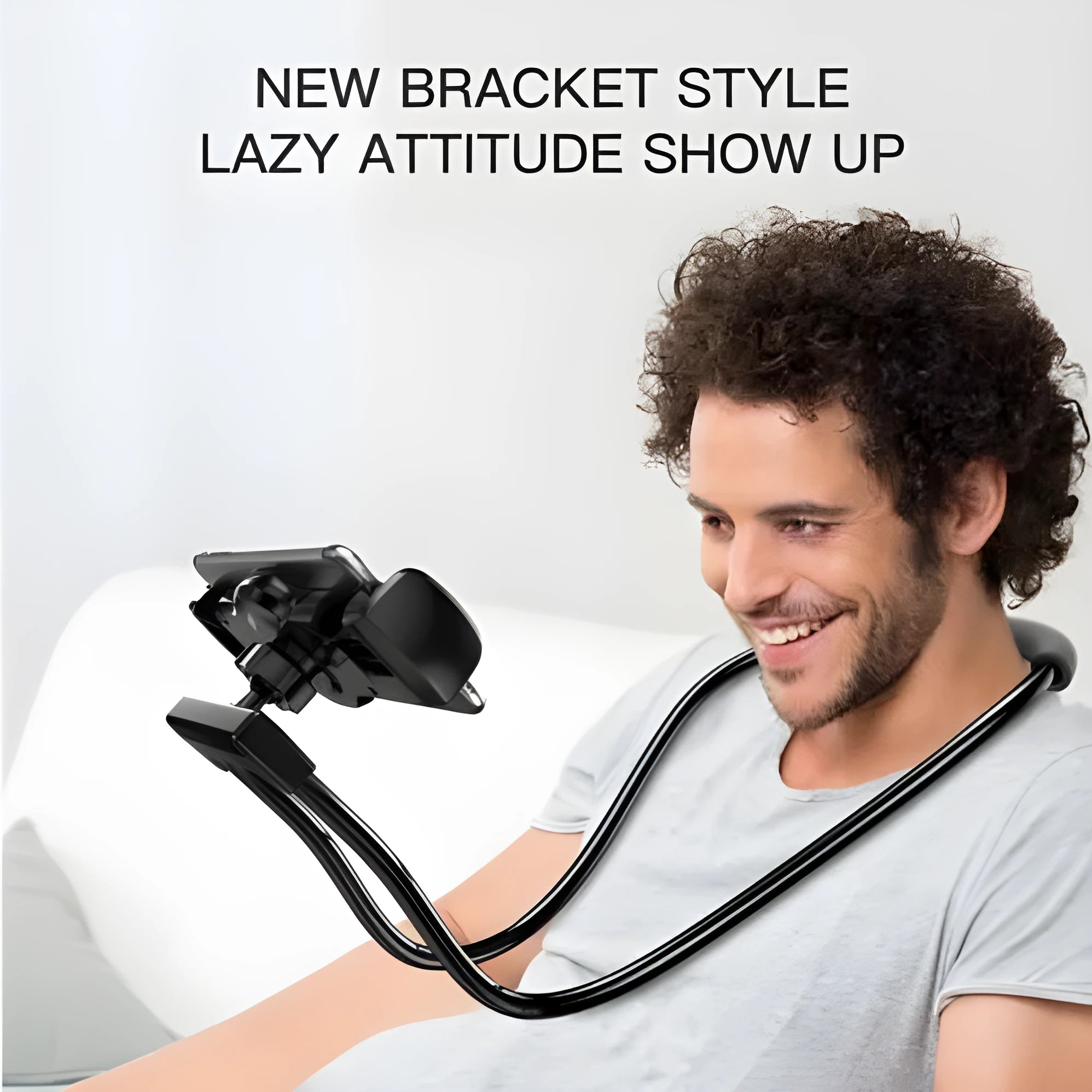 Baseus flexible phone holder showing 360-degree rotation and shockproof bubble supports for a mobile device