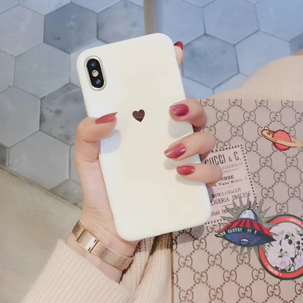 Clear blue light filtering iPhone back cover case shown in blue/white and white colour variants