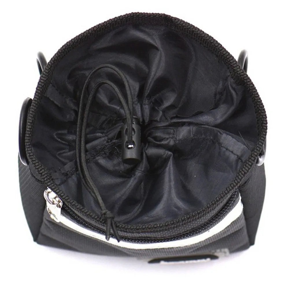 Black dog training belt bag made from Oxford cloth and polyester with adjustable belt