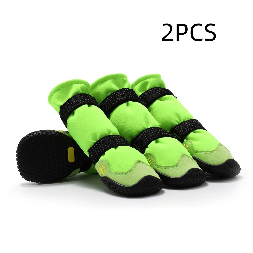 Set of soft-soled dog shoes in black cloth gray with rubber sole for no heel slippage on medium to large dogs