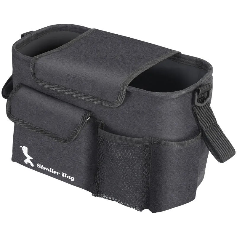 Black baby carriage bag in 300D snowflake material with pearl cotton, size 18 by 30 by 15 cm