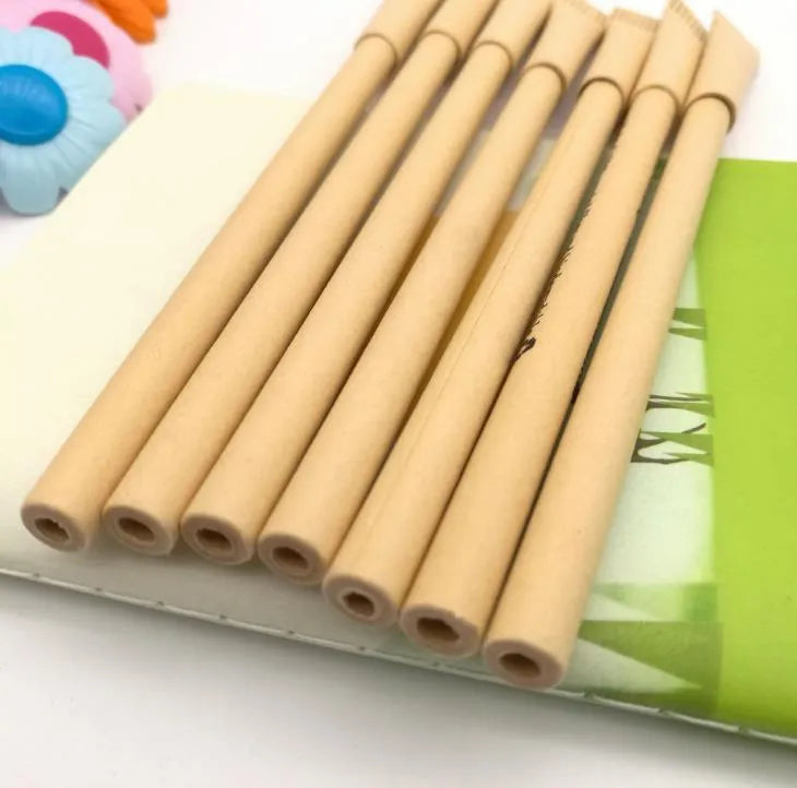 Kraft paper tube ballpoint pen QH-6030 with bullet 1.0mm tip on white background
