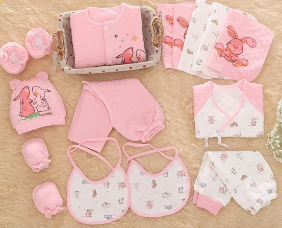 Radish rabbit pink padded baby clothes multi-piece set for newborn winter wear