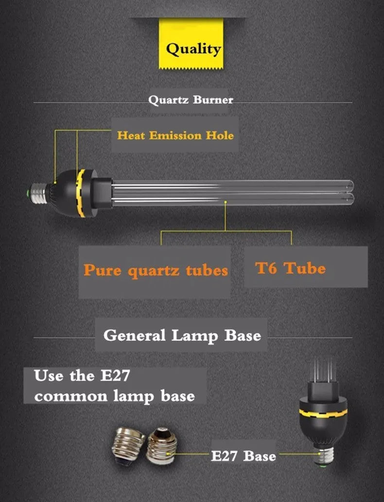 Household UV disinfection lamp with E27 screw base and ozone feature