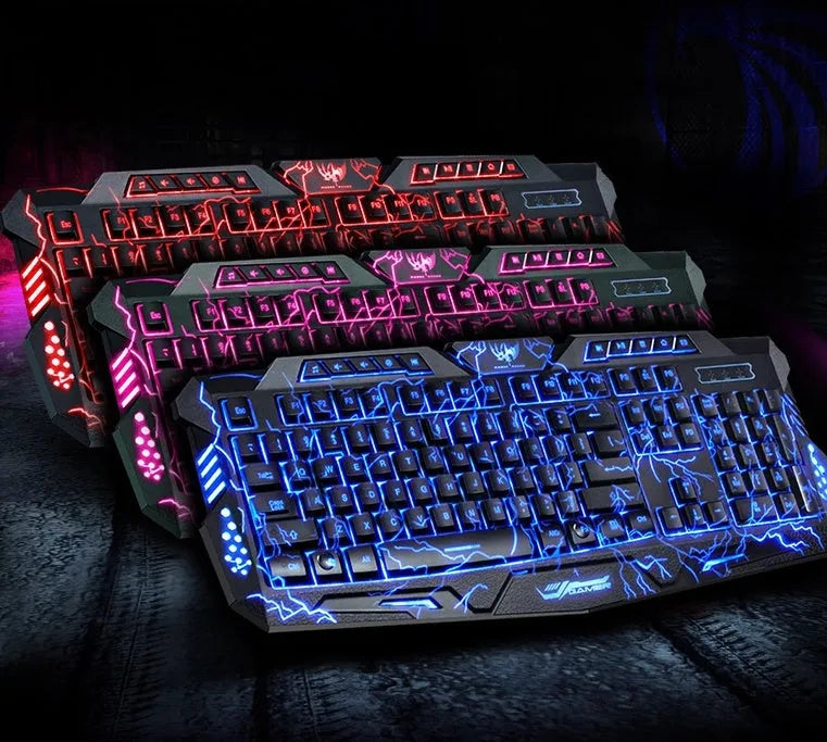 Wired gaming keyboard with tri-colour backlight and luminous mouse, Russian layout, 108 keys