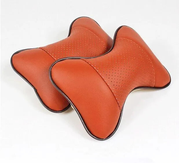 2 PCS leather car neck-rest pillow set in multi-colour, 27x18cm, for head and neck support