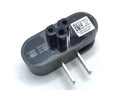 Black US notebook power head with a folding two-prong plug shown in straight and folded positions.