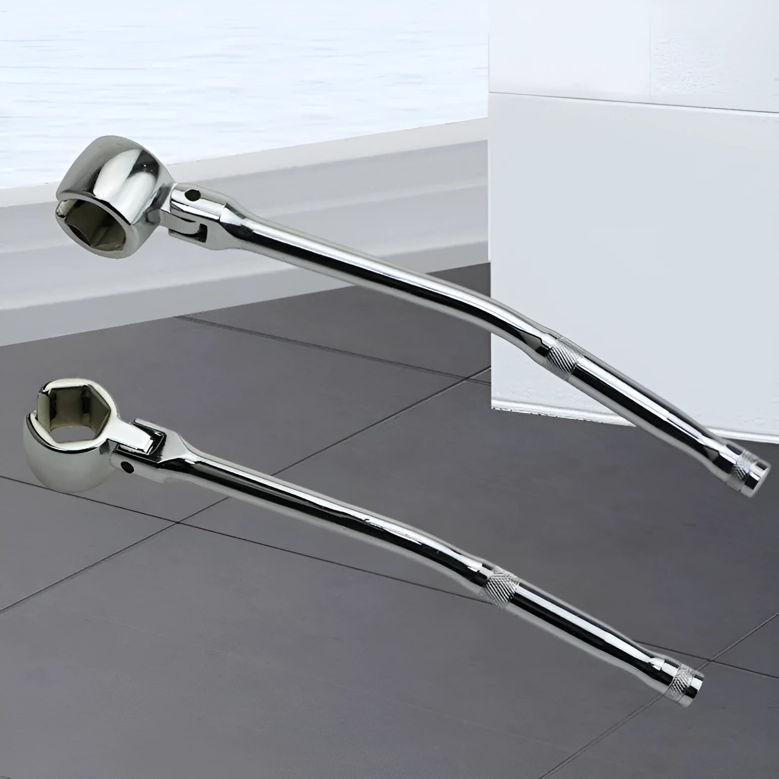22mm hexagonal oxygen sensor socket tool with bright chrome finish measuring 270mm in length