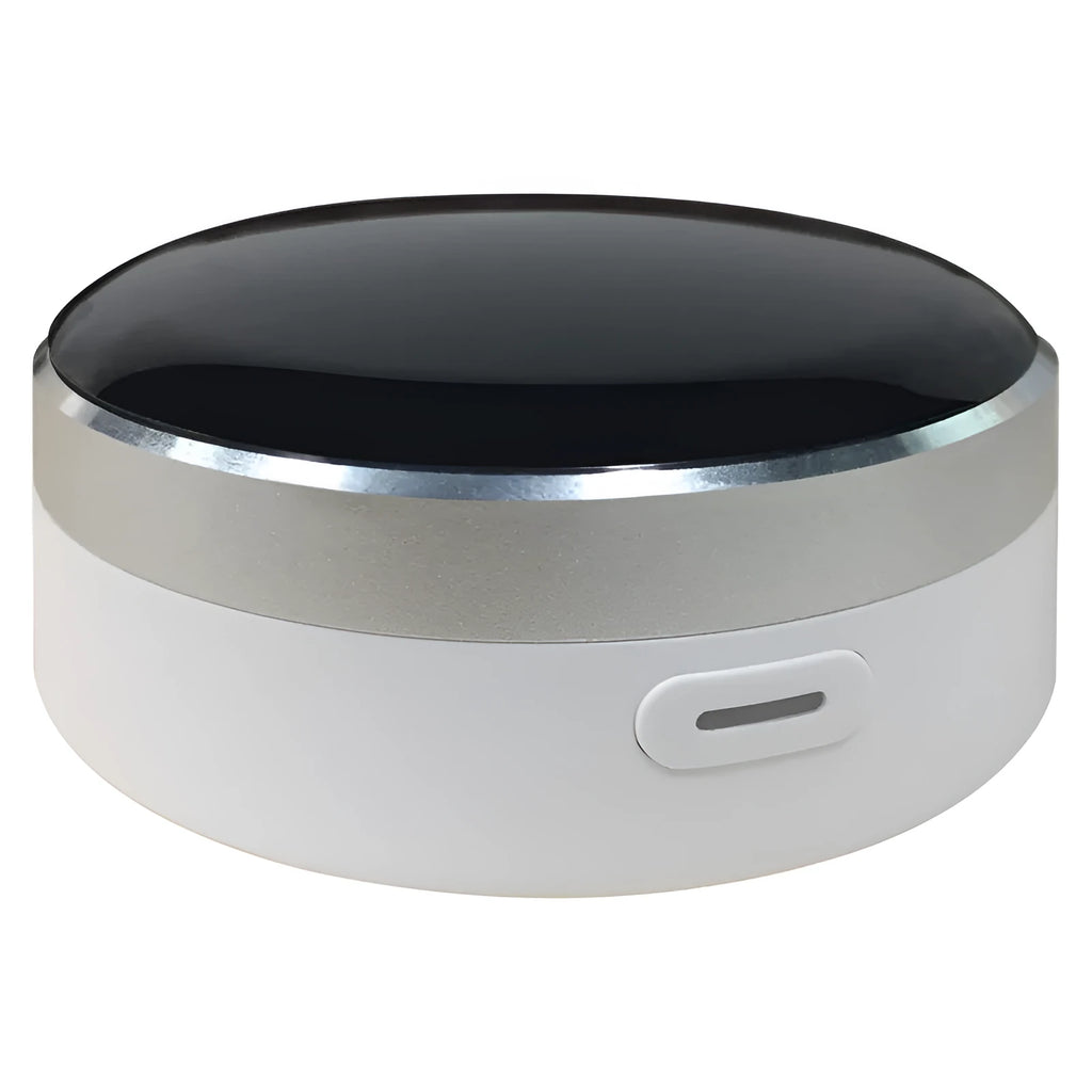 White infrared and RF dual-technology remote control with through-wall capability
