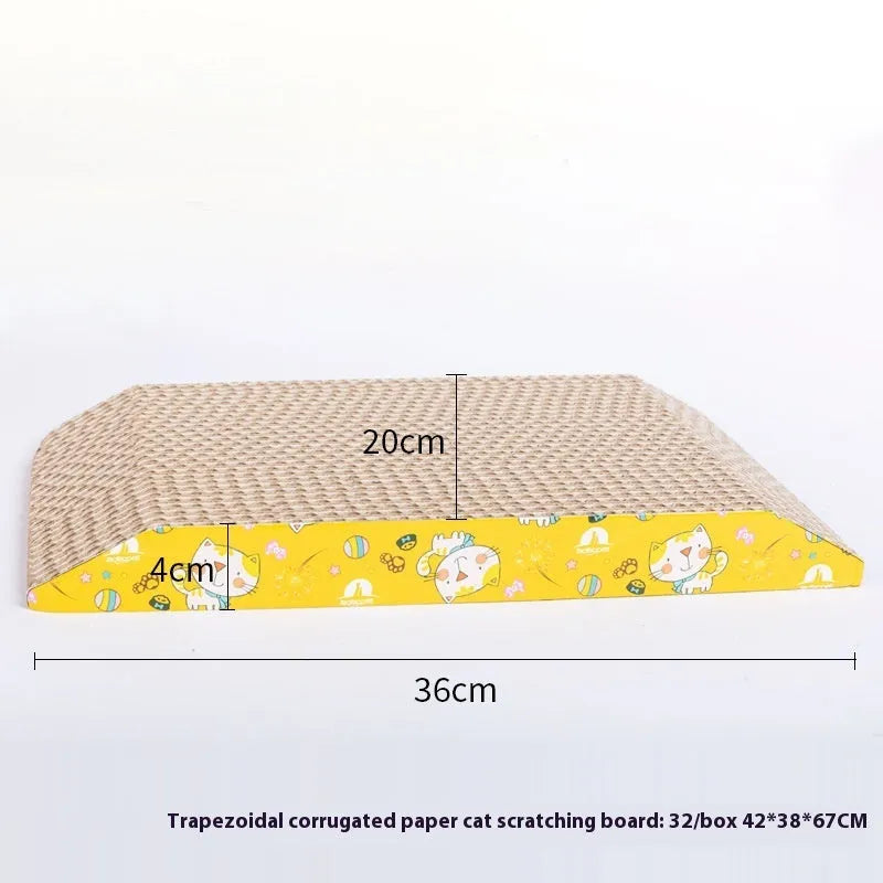 Corrugated paper cat scratch board with leather trim in seven shape styles