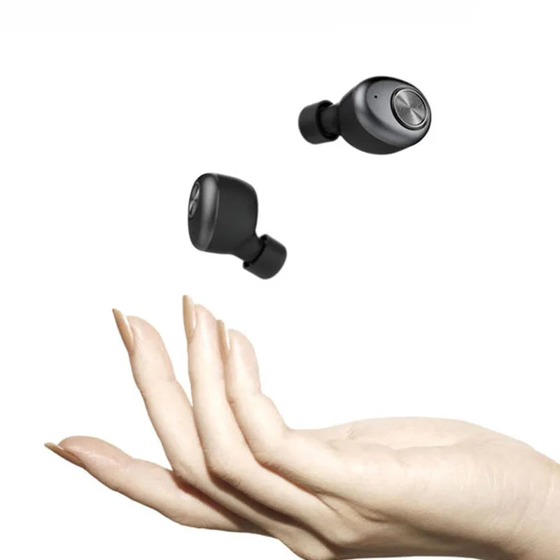 Black wireless Bluetooth headset with call function