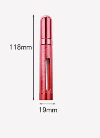 Blue aluminium travel perfume atomiser bullet bottle with glass liner, 12ml capacity.