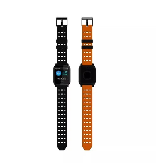 A6 smart bracelet with colour screen and silicone strap in blue, showing the zinc alloy case.