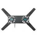 Rotatable USB cooling fan pad with 2 fans for laptop, foldable alloy design, anti-slip rubber gasket