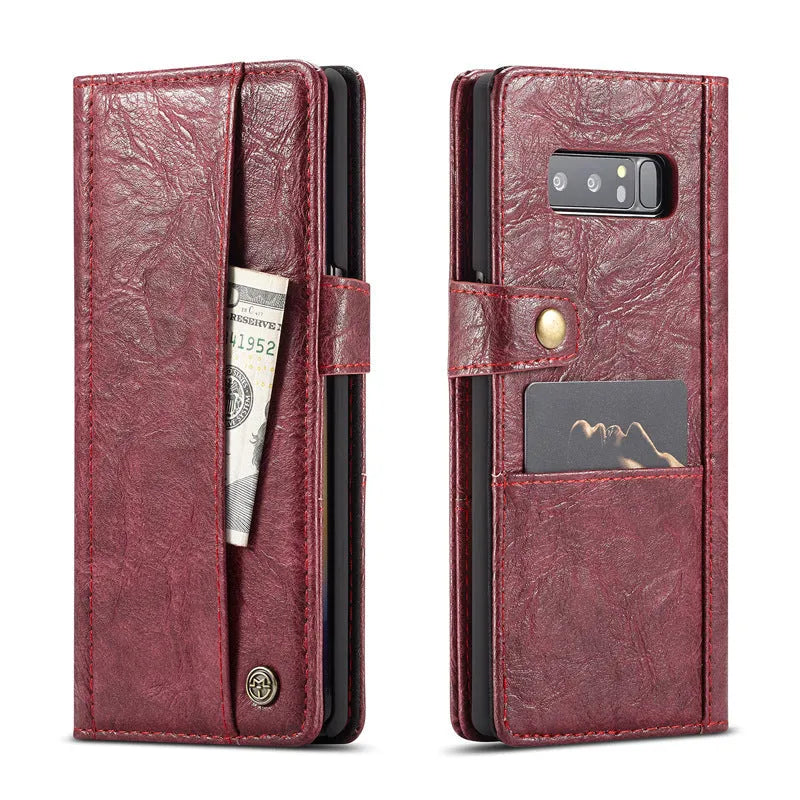 Retro simulation leather flip wallet case for Samsung Note8 and Note9 in Dark Blue, Black, Brown or Gules