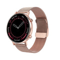 DT96 smart bracelet with 1.3-inch screen on a steel wrist strap.