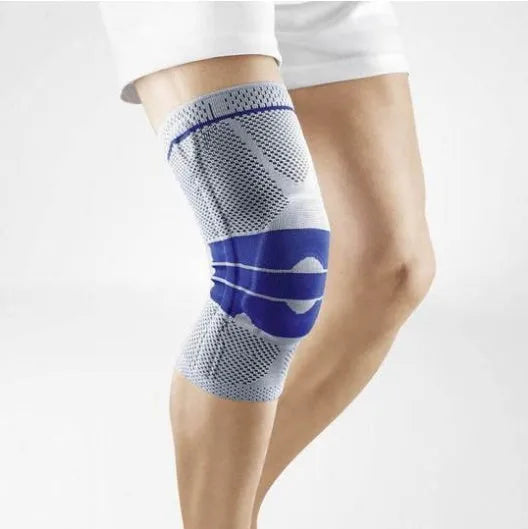Sports running fitness protection knee pad brace strap in black nylon with size options S to XL