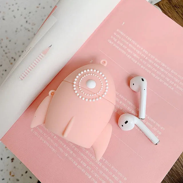 Pink silicone protective case for AirPods 1 and 2 charging case