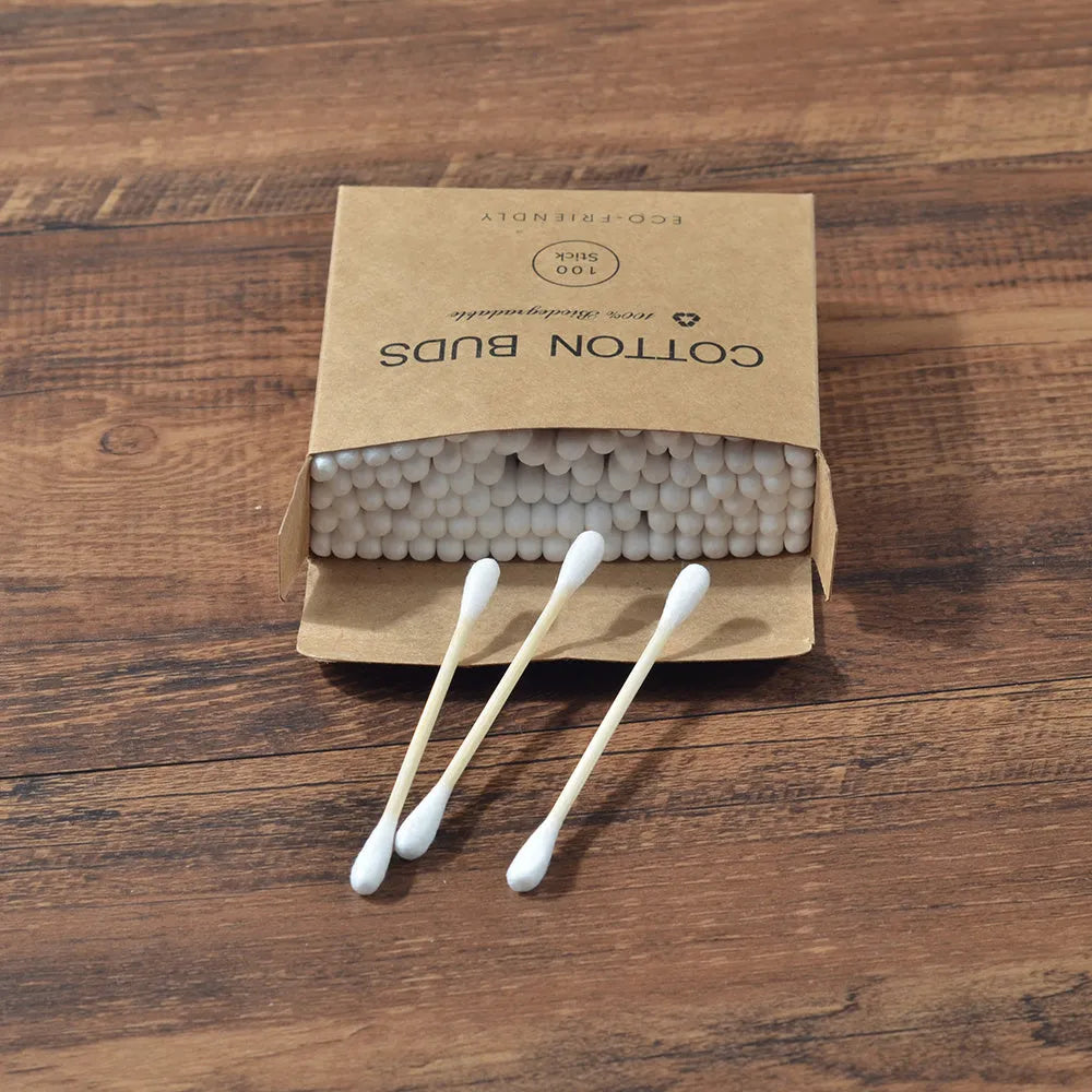 Boxed cotton swabs 100 piece double-ended multicolour for personal care and cleaning