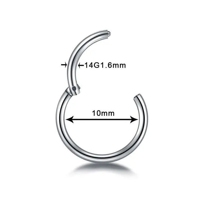 G23 titanium segment hinged clicker ring for septum nose piercing in rainbow colour finish