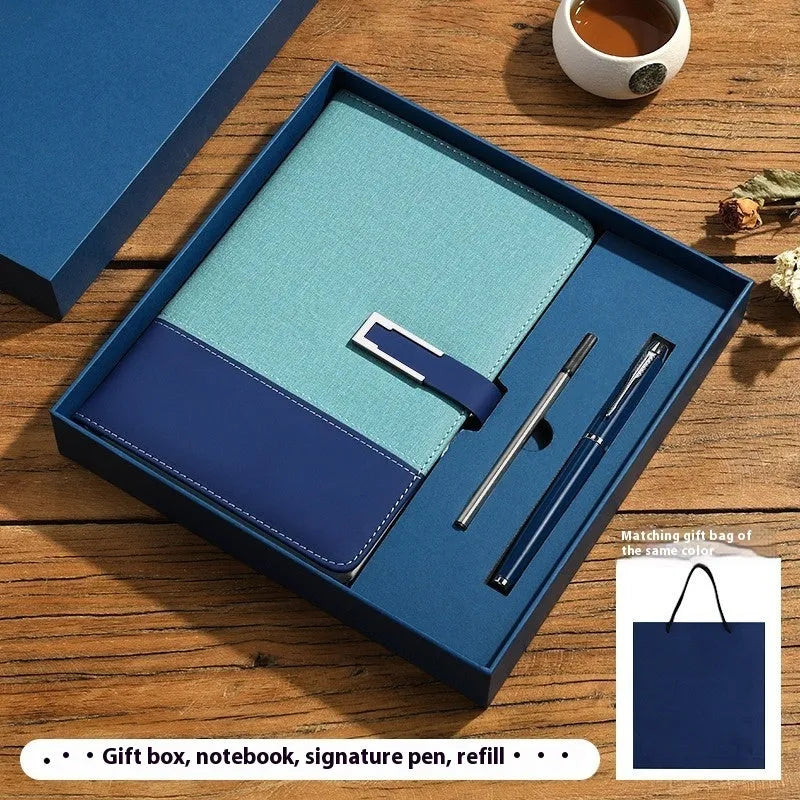 A5 notebook with pu leather cover in multiple colour options including brown, black, green, blue, and red.