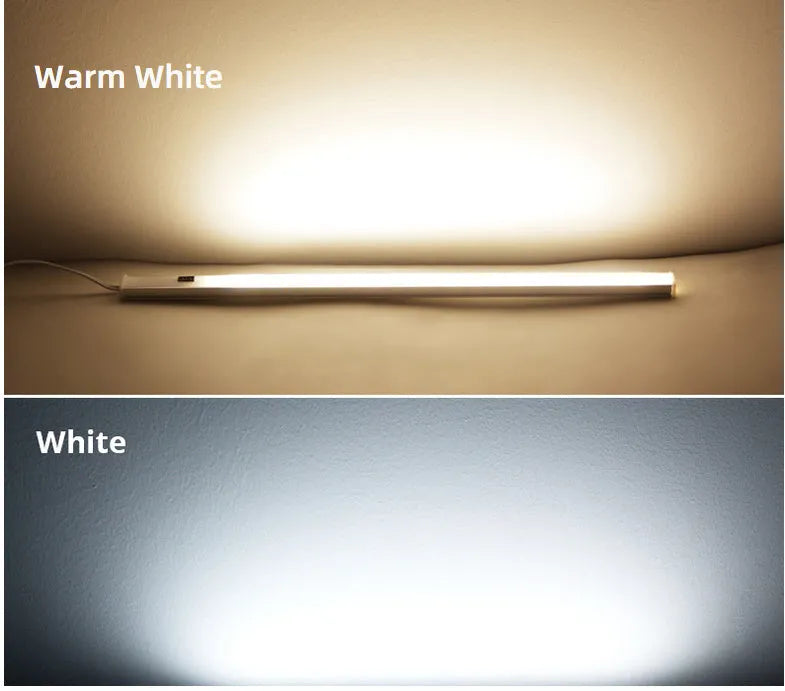 Slim aluminium profile LED strip bar light for cabinet and shelf illumination.