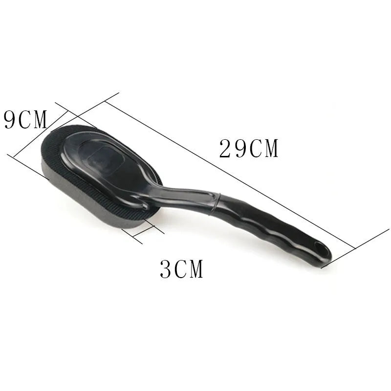 Car tire waxing brush with long handle and polyester sponge, 29 x 9 x 3 cm