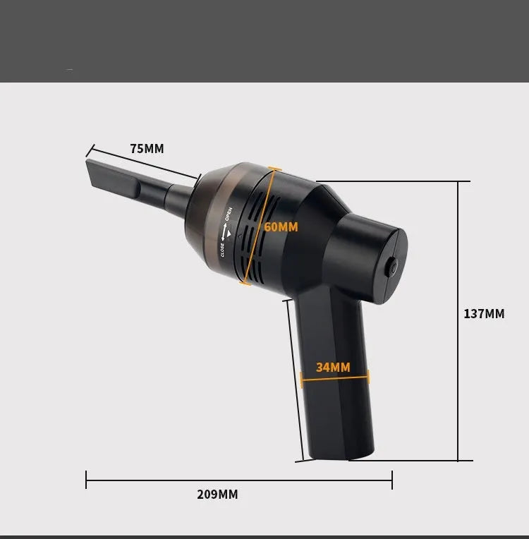 Black desktop mini vacuum cleaner with USB cable for computer keyboard and electronic dust removal