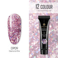 Bright nail polish bottle in colour DP01 with sequin crystal glitter extension glue, 15g resin formula