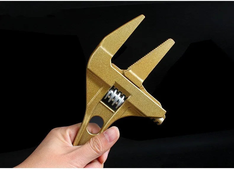Light movable wrench Japanese style sanitary spanner 200mm steel aluminium alloy gold colour toothless jaw