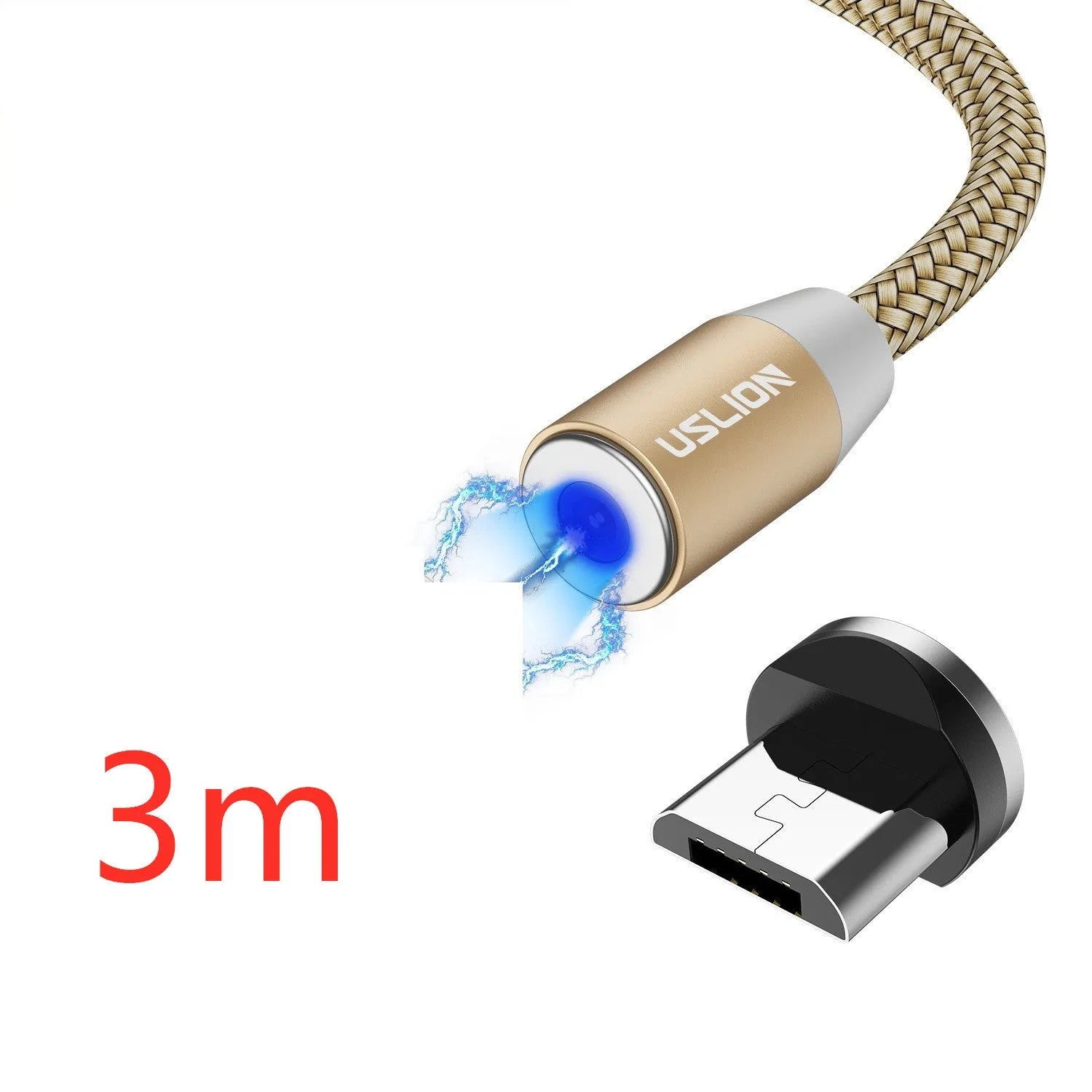USLION circular magnetic charging cable with aluminium alloy housing and LED indicator