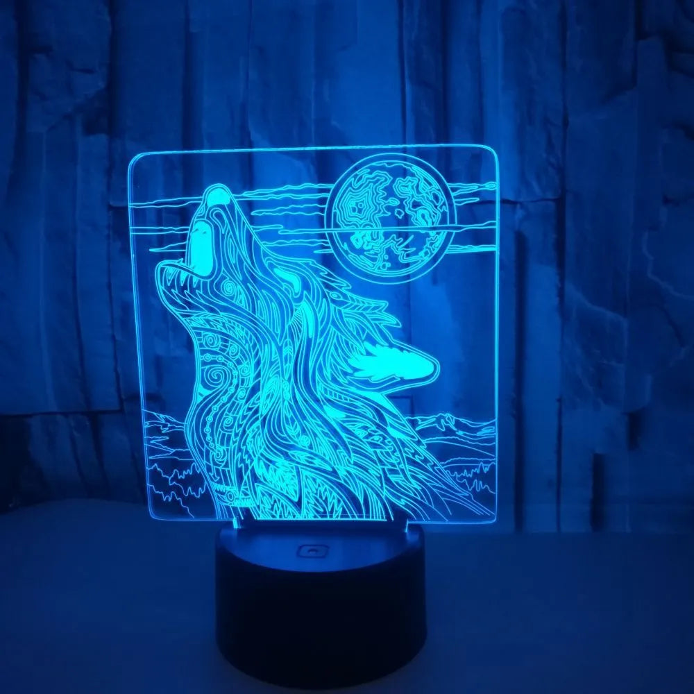 White based LED desk lamp with colour-changing acrylic light panel and remote control