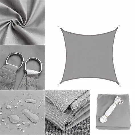 Blue 3x4 metre curved square polyester shade sail providing outdoor UV protection