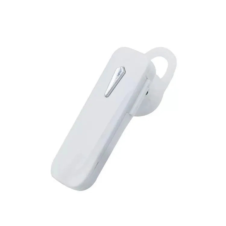 M163 black and white Bluetooth car headset for hands-free calling with voice broadcast feature