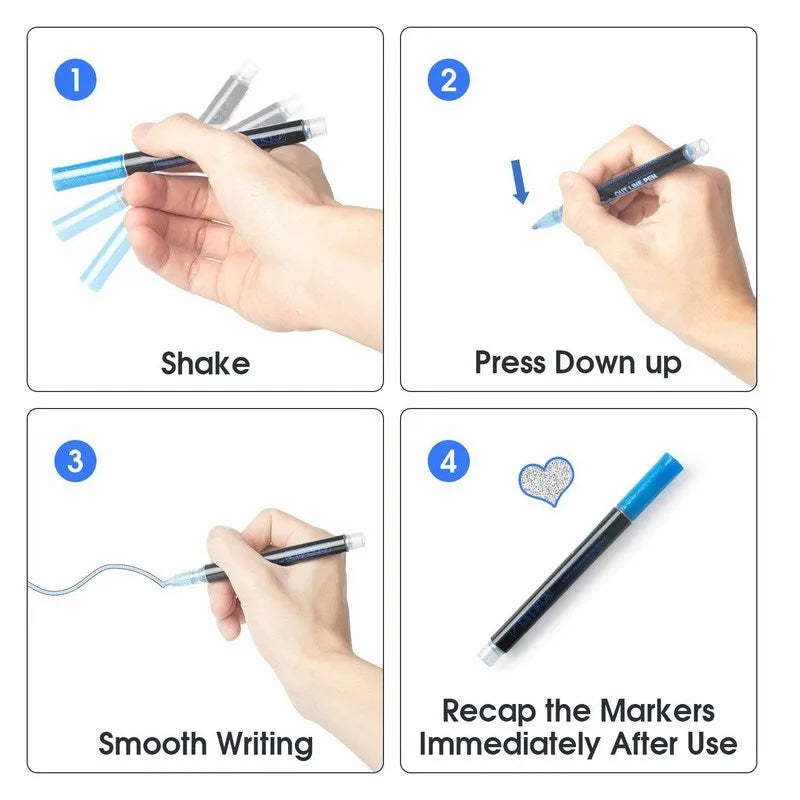 Eight colour double line highlighter pen set in PET box for card drawing and gift giving