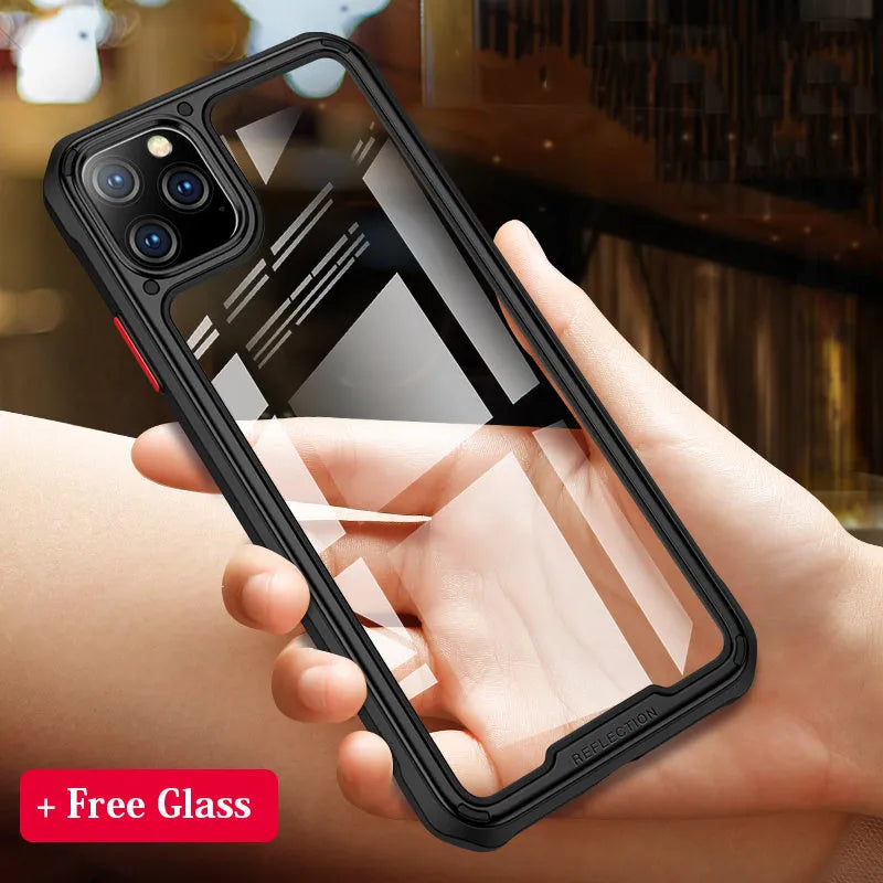 Clear silicone mobile phone case for iPhone 11 showing transparent back design