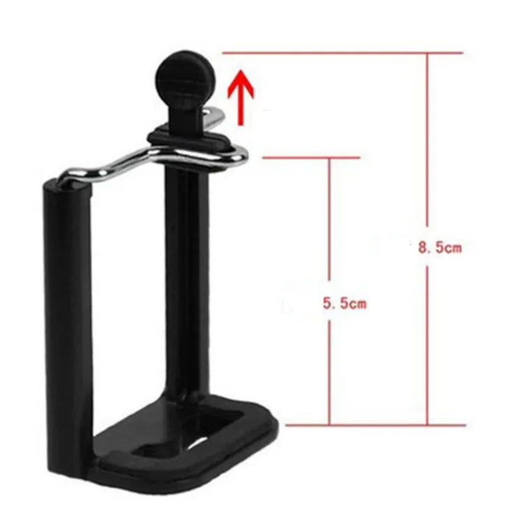 Mini aluminium tripod with ball head and black phone clip for cameras and mobile devices