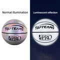 Size 7 holographic reflective PU basketball, 24.5cm diameter, in White Moonlight or Rainbow