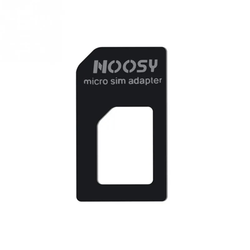 Three SIM card adapters for nano, micro, and standard sizes on a white background.