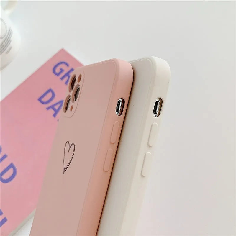 Silicone TPU phone case for Apple iPhone in various solid colours on a white background.