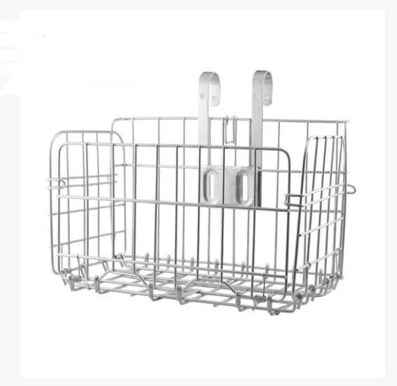 Steel folding bicycle basket in black mounted on a bike, 32.5x20x22 cm size