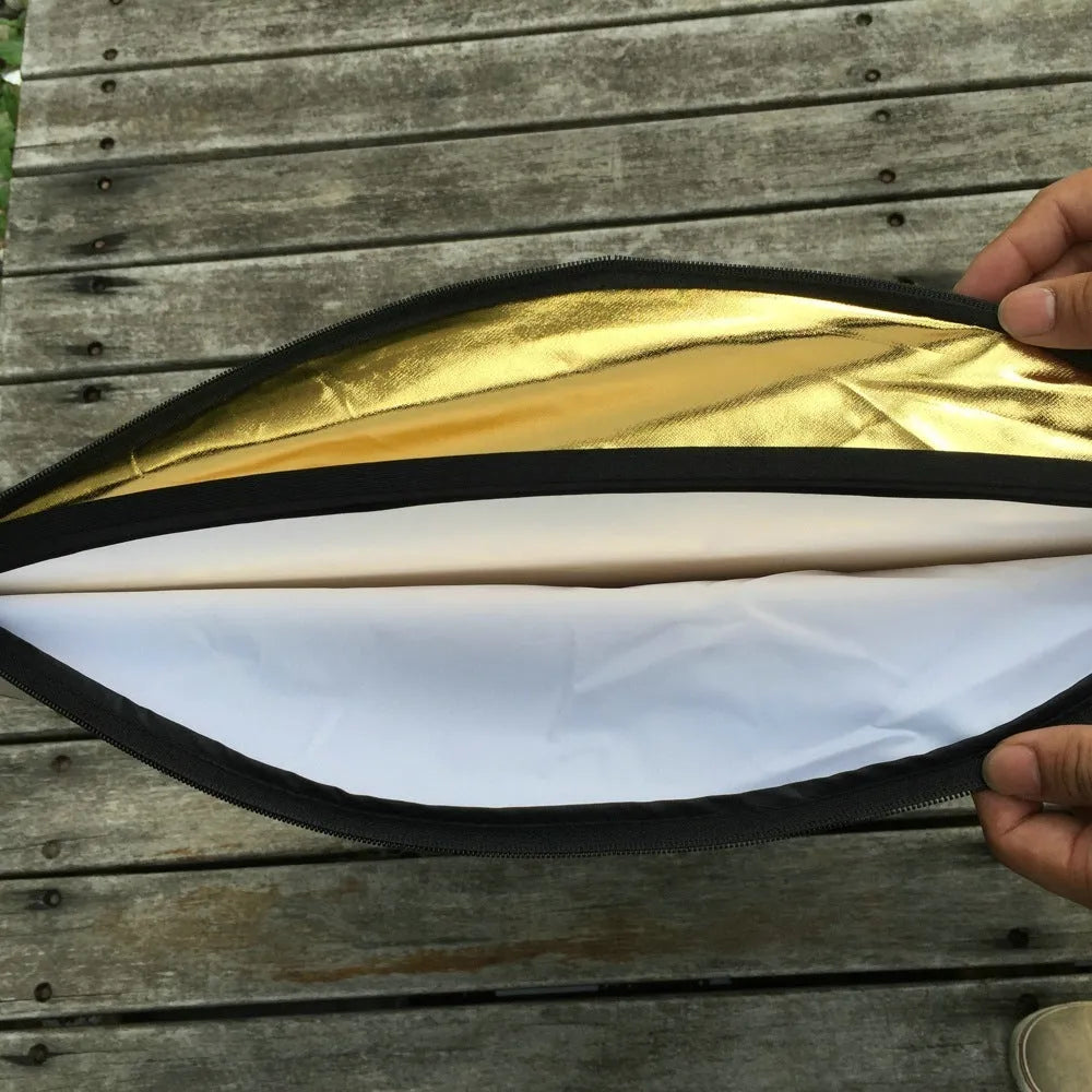 5-in-1 folding reflector 110cm with gold silver white black and soft-light surfaces for studio fill light